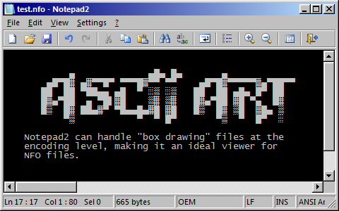 Notepad2. ANSI-Графика. В3 nfo. Metapath notepad2.